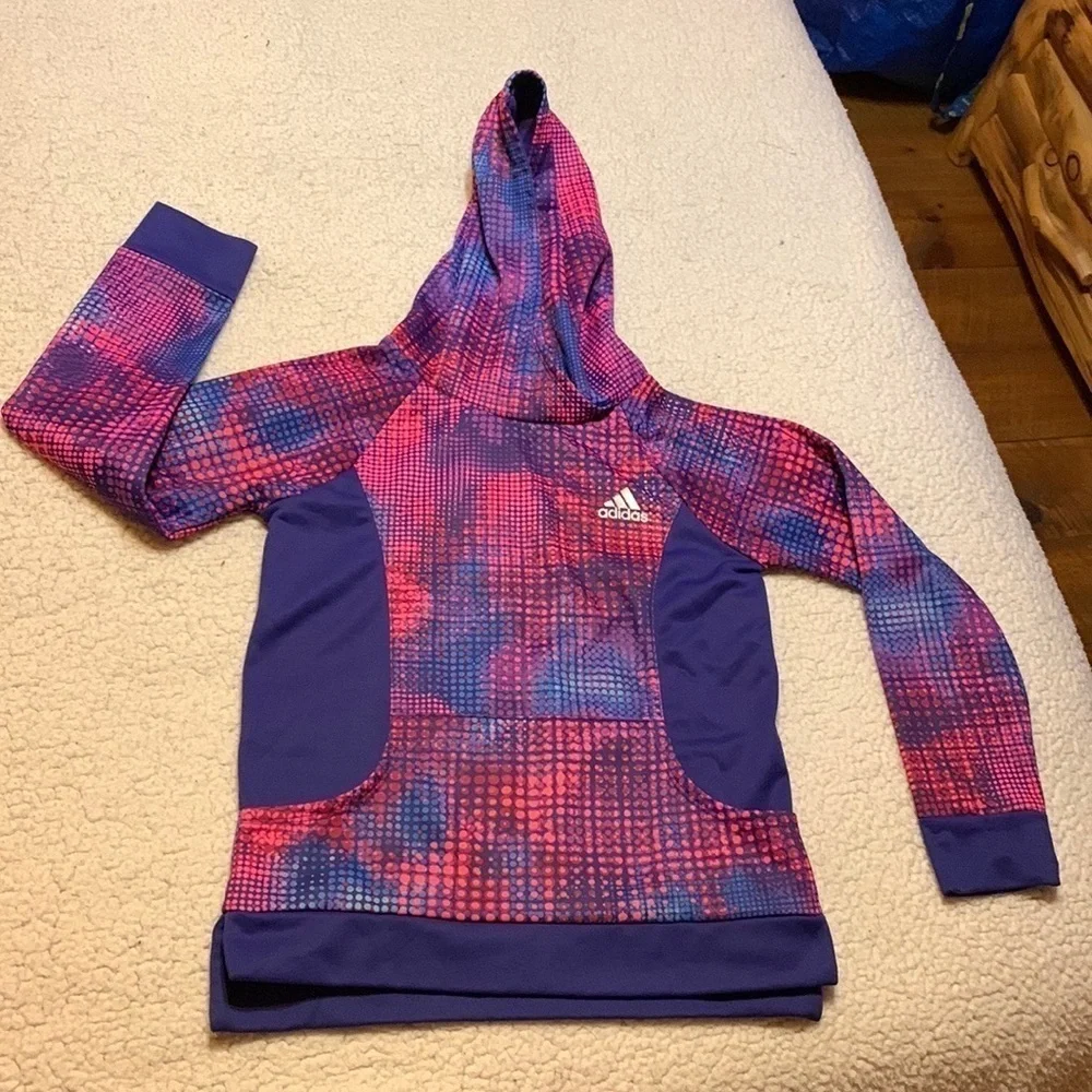 Adidas Euphoric hoodie with pink and purple dots Size Medium - 10 / 12